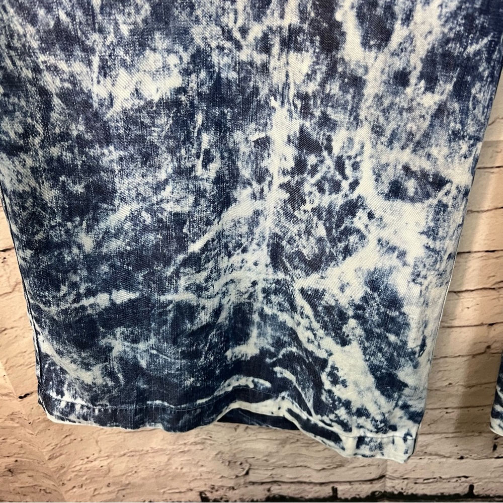 NWT Venus Blue Tie Dye Wash Wide Leg Flare Pants Pull-on  Large Long Boho Lagenl - Picture 4 of 11